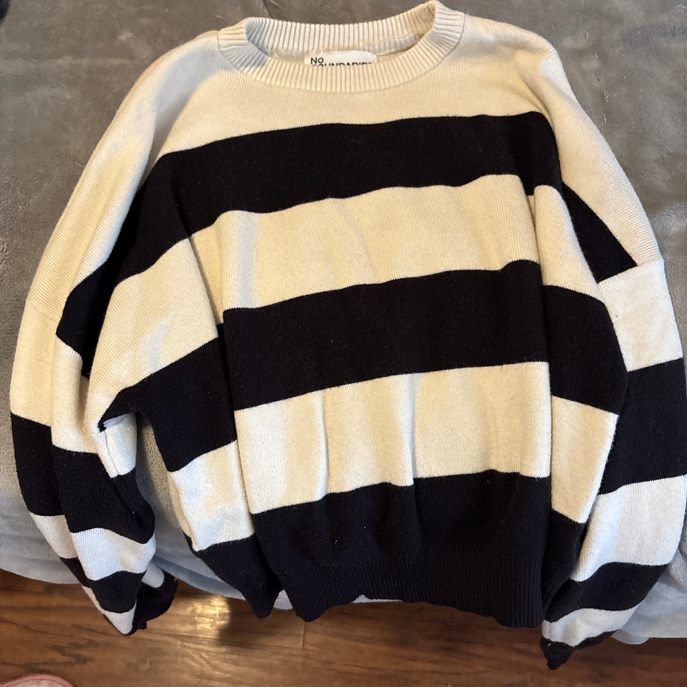 Black and cream striped sweater